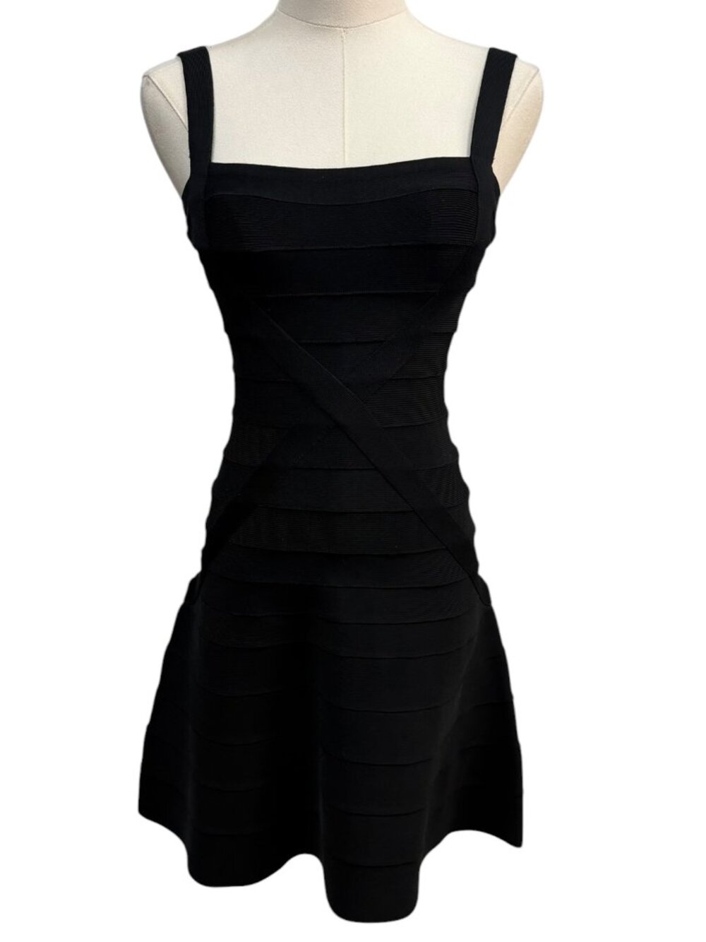 EUC Authentic Hervé Léger Faith Black Bandage Fit & Flare Dress XS